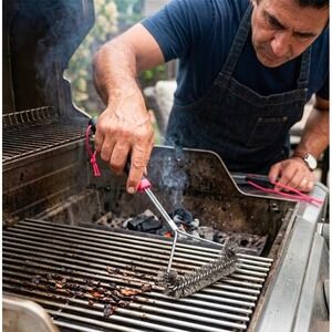 Weber Three‎ Sided Grill Brush Stainless Steel Bristles BBQ Tool 18" New
